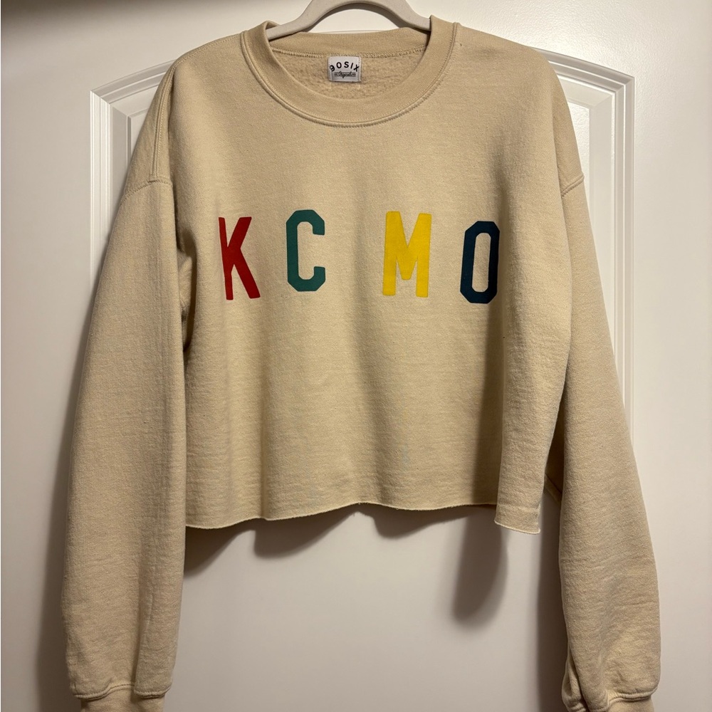 Cream Cropped Sweatshirt